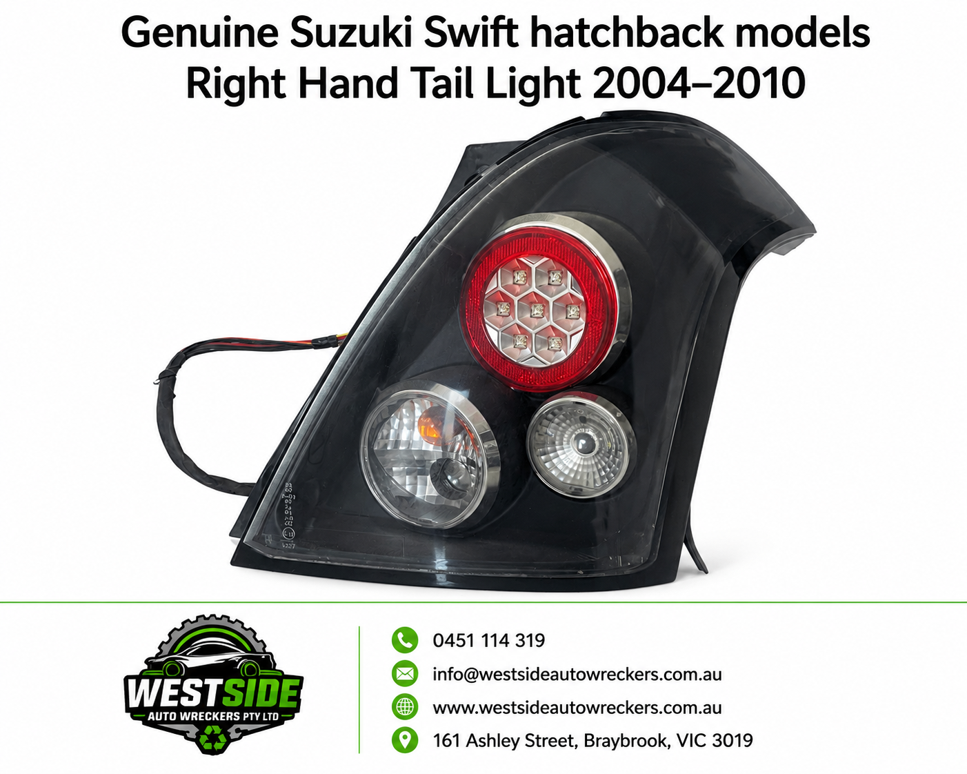 Suzuki Swift Hatchback 2004–2010 Smoked Altezza Style Tail Light Right (RH)